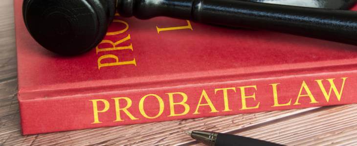 Gavel on probate law book.